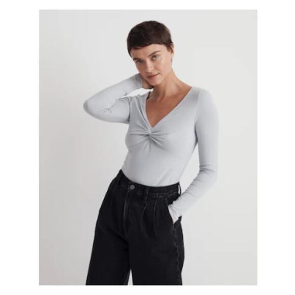 Madewell Green Twist-Front Long-Sleeve Tee Size XS - Picture 1 of 10